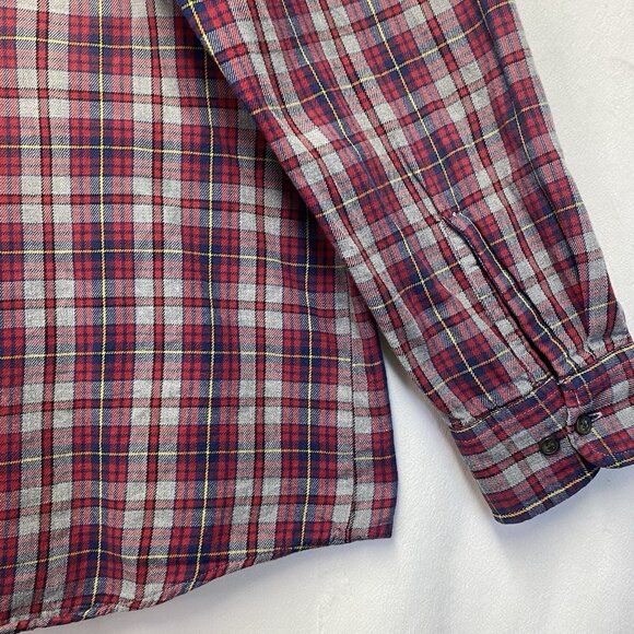 St. JOHN'S BAY Flannel Plaid Button-Down Shirt Men XL Multicolor Single Pocket - Picture 10 of 14